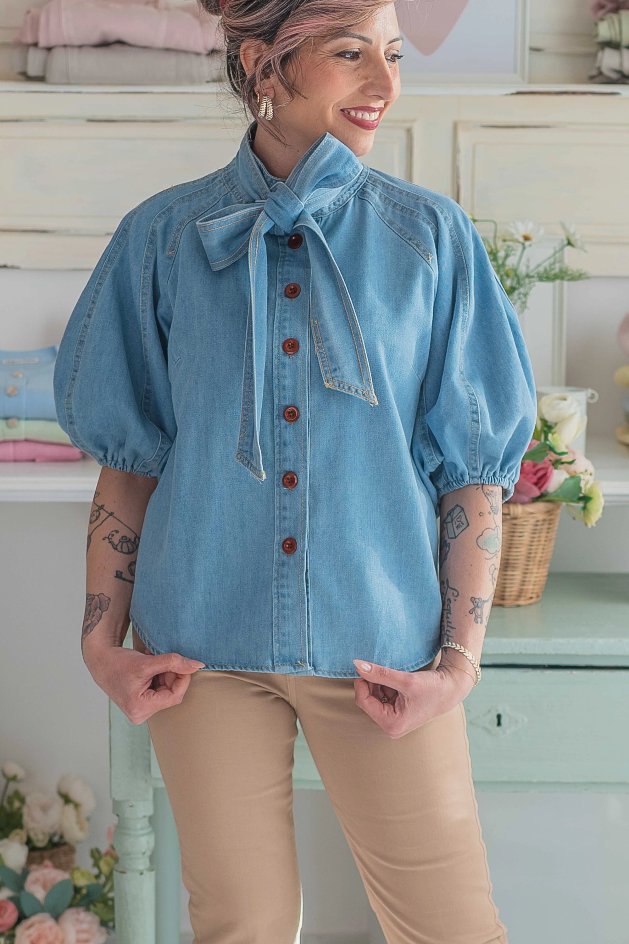 Camicia Jeans Fiocco Sogna con Fabula
