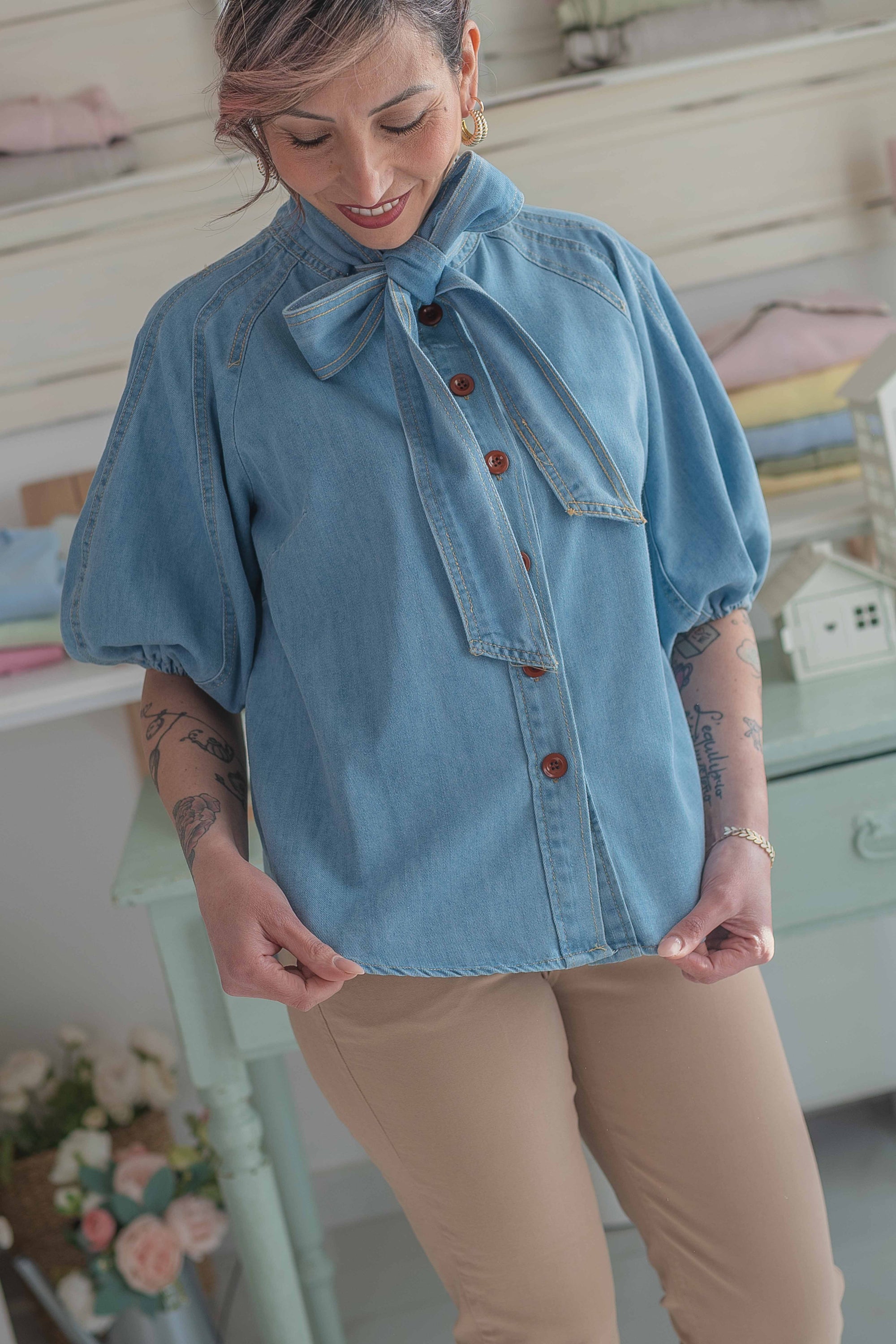 Camicia Jeans Fiocco Sogna con Fabula