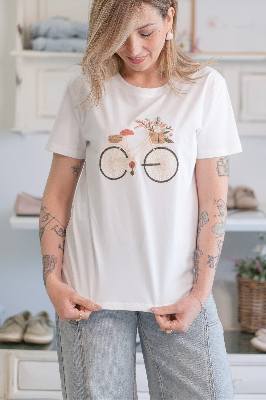 T-shirt Bici in Fiore