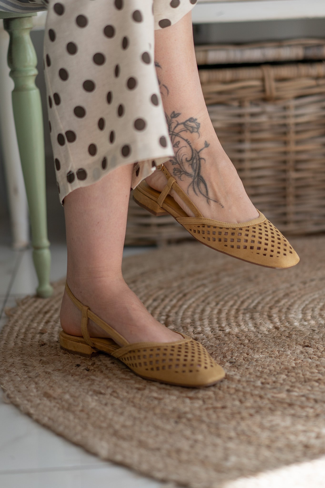 Scarpe Slingback Senape